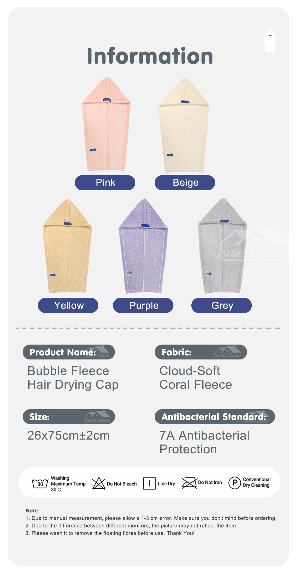 Bubble Fleece Hair Drying Cap-7